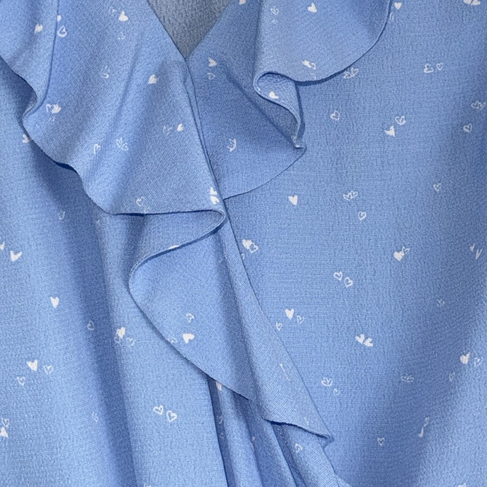 ARITZIA SUNDAY BEST NEW RUFFLE WRAP DRESS FLORAL BLUE LARGE - Picture 4 of 5